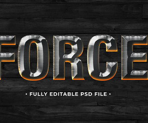 Force PSD Fully Editable Text Effect. Layer Style PSD Mockup Template