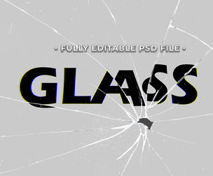 Glass PSD Fully Editable Text Effect. Layer Style PSD Mockup Template