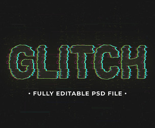 Glitch PSD Fully Editable Text Effect. Layer Style PSD Mockup Template