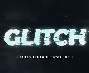 Glitch PSD Fully Editable Text Effect. Layer Style PSD Mockup Template