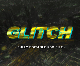 Glitch PSD Fully Editable Text Effect. Layer Style PSD Mockup Template