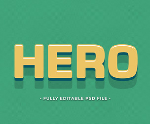 Hero PSD Fully Editable Text Effect. Layer Style PSD Mockup Template