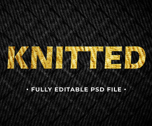 Knitted PSD Fully Editable Text Effect. Layer Style PSD Mockup Template