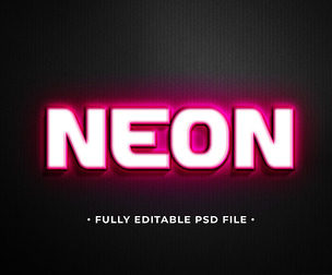 Neon PSD Fully Editable Text Effect. Layer Style PSD Mockup Template