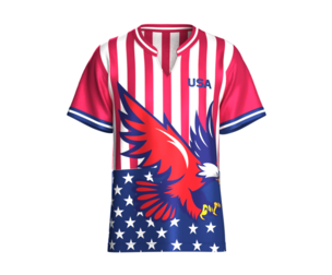 Men USA Eagle Flag Sublimation V-Neck Sports Jersey | Marvelous / Clo3d / obj / fbx