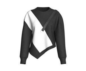 Girls Asymmetric Color Block Sweatshirt With Strap | Marvelous / Clo3d / obj / fbx