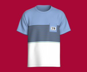 Men Color Block Striped T-Shirt With Chest Patch Pocket | Marvelous / Clo3d / obj / fbx