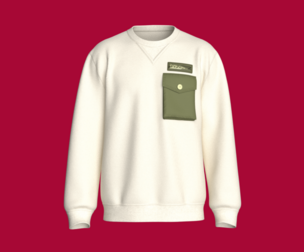 Men Oversize Crewneck Sweatshirt With Utility Pocket | Marvelous / Clo3d / obj / fbx