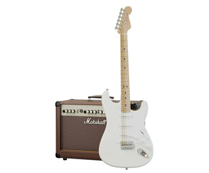 Fender style electric guitar and combo Marshall