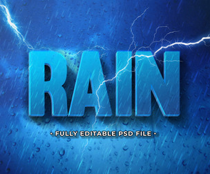 Rain PSD Fully Editable Text Effect. Layer Style PSD Mockup Template
