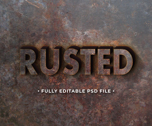 Rusted PSD Fully Editable Text Effect. Layer Style PSD Mockup Template