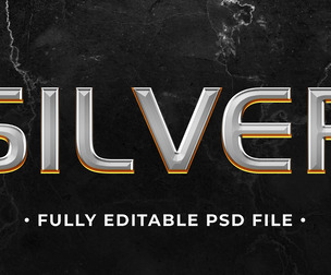 Silver PSD Fully Editable Text Effect. Layer Style PSD Mockup Template
