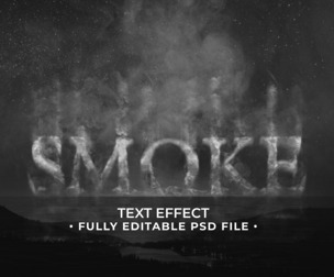 Smoke PSD Fully Editable Text Effect. Layer Style PSD Mockup Template