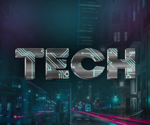 Tech PSD Fully Editable Text Effect. Layer Style PSD Mockup Template