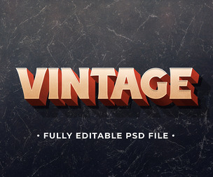 Vintage PSD Fully Editable Text Effect. Layer Style PSD Mockup Template
