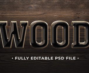 Wood 2PSD Fully Editable Text Effect. Layer Style PSD Mockup Template
