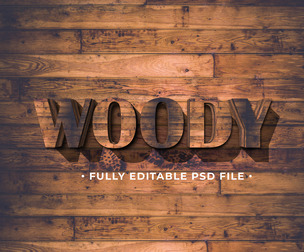 Woody PSD Fully Editable Text Effect. Layer Style PSD Mockup Template