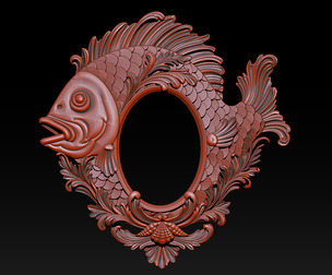 Decorative Fish Frame Relief