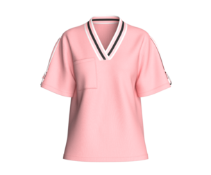 Girls Striped V-Neck Pocket T-shirt | Marvelous / Clo3d / obj / fbx