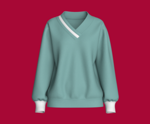 Girls Long V-Neck Sweatshirt With Ribbed Cuff | Marvelous / Clo3d / obj / fbx
