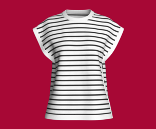 Girls Cap Sleeve T-Shirt With Striped | Marvelous / Clo3d / obj / fbx