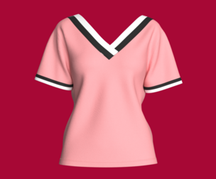 Girls Contrast Striped V-Neck Tshirt | Marvelous / Clo3d / obj / fbx