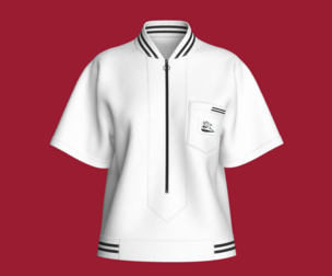 Girls White Short Sleeve Zip Jacket With Patch Pocket | Marvelous / Clo3d / obj / fbx