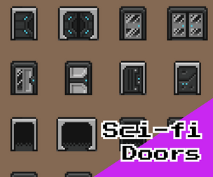 Sci‑Fi Pixel Doors – 16x16 Modular Top‑Down Pack
