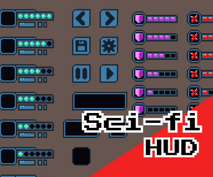 Sci‑Fi UI Elements – 16x16 Pixel Art HUD Kit
