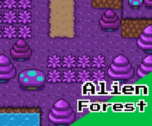 Alien Forest Tileset – 16x16 Top‑Down Sci‑Fi Pixel Art Environment