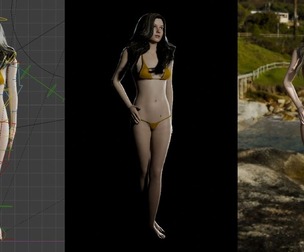 Mira Yellow Bikini - Rigged 3D Model Character