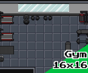 Modern Gym Environment Kit – 16x16 Top‑Down Pixel Art Tileset
