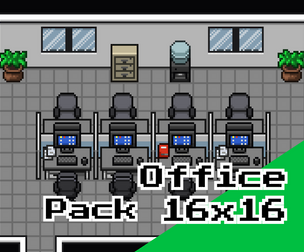 Office Gaming Room – 16x16 Top‑Down Pixel Art Tileset