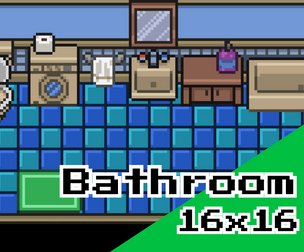 Bathroom Interior – 16x16 Top‑Down Pixel Art Tileset