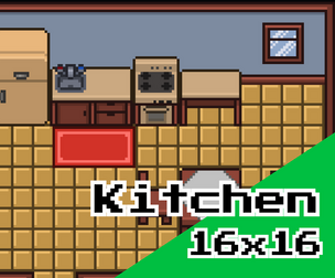 Kitchen Interior – 16x16 Top‑Down Pixel Art Tileset