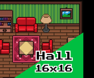 Living Room Interior – 16x16 Top‑Down Pixel Art Tileset