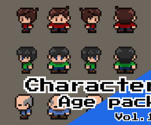 Age Trio Characters – 16x16 Top‑Down Pixel Art Sprites