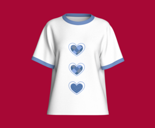 Girls Three Heart Shaped Cotton T-Shirt | Marvelous / Clo3d / obj / fbx