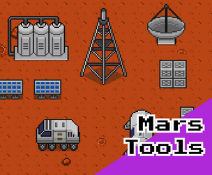 Mars Tools – 16x16 Top‑Down Sci‑Fi Equipment Pack (Rover, Solar Panels, Structures)