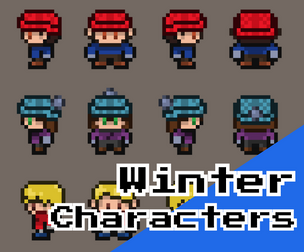 Winter NPCs – 16x16 Top‑Down Pixel Art Character Pack (4‑Direction Walk Animations)