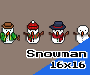 Snowman Pack – 16x16 Top‑Down Pixel Art Winter Props