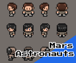 Mars Astronaut Characters – 16x16 Top‑Down Pixel Art (4‑Direction Walk Animations)