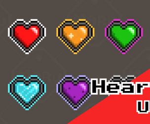 Pixel Art Heart UI Pack – 16x16 Multi‑State Health Icons (HUD & Game UI)