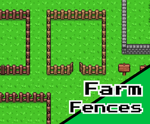 Farm Fences & Stone Walls – 16x16 Top‑Down Pixel Art Tileset