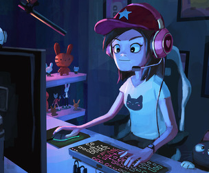 Gamer — Painting Artificial Blue Light from a Monitor
