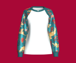 Girls Floral Raglan Sleeve with Notch-Neck Sweatshirt | Marvelous / Clo3d / obj / fbx