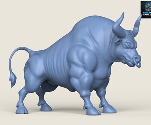 Muscular Young Bull Print Ready 3D Model