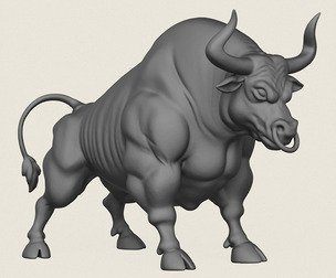 Muscular Young Bull Print Ready 3D Model