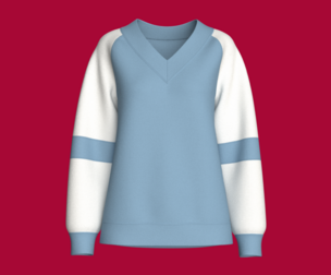 Girls Long V-Neck Raglan Sweatshirt | Marvelous / Clo3d / obj / fbx