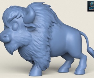 Cartoon Bison Print Ready 3D Model